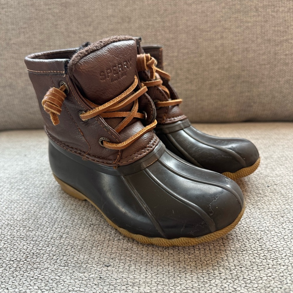 Sperry Kids Saltwater Duck Boots Brown Girls Size 10
